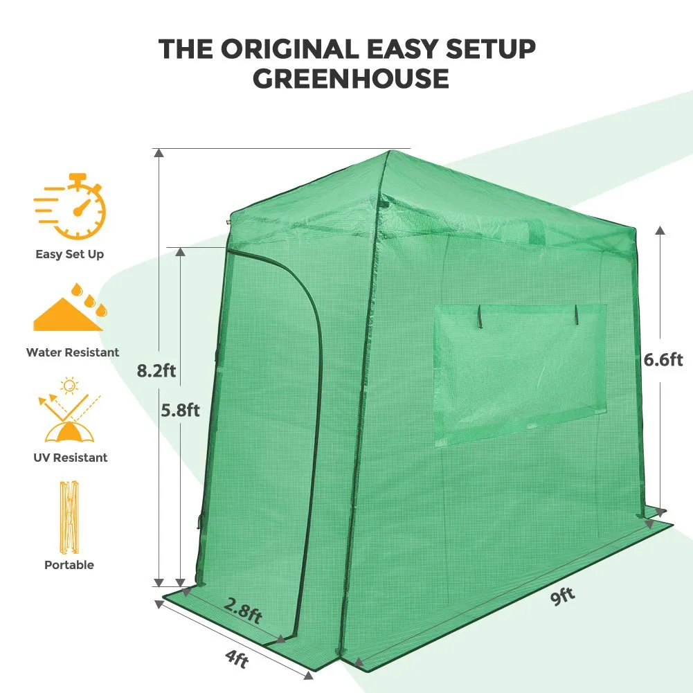 EAGLE PEAK Easy Fast Setup Instant 9x4 Walk-in Indoor/Outdoor Greenhouse