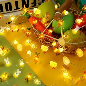 Easter Chicken Rabbit Fairy Lights for Home Decoration