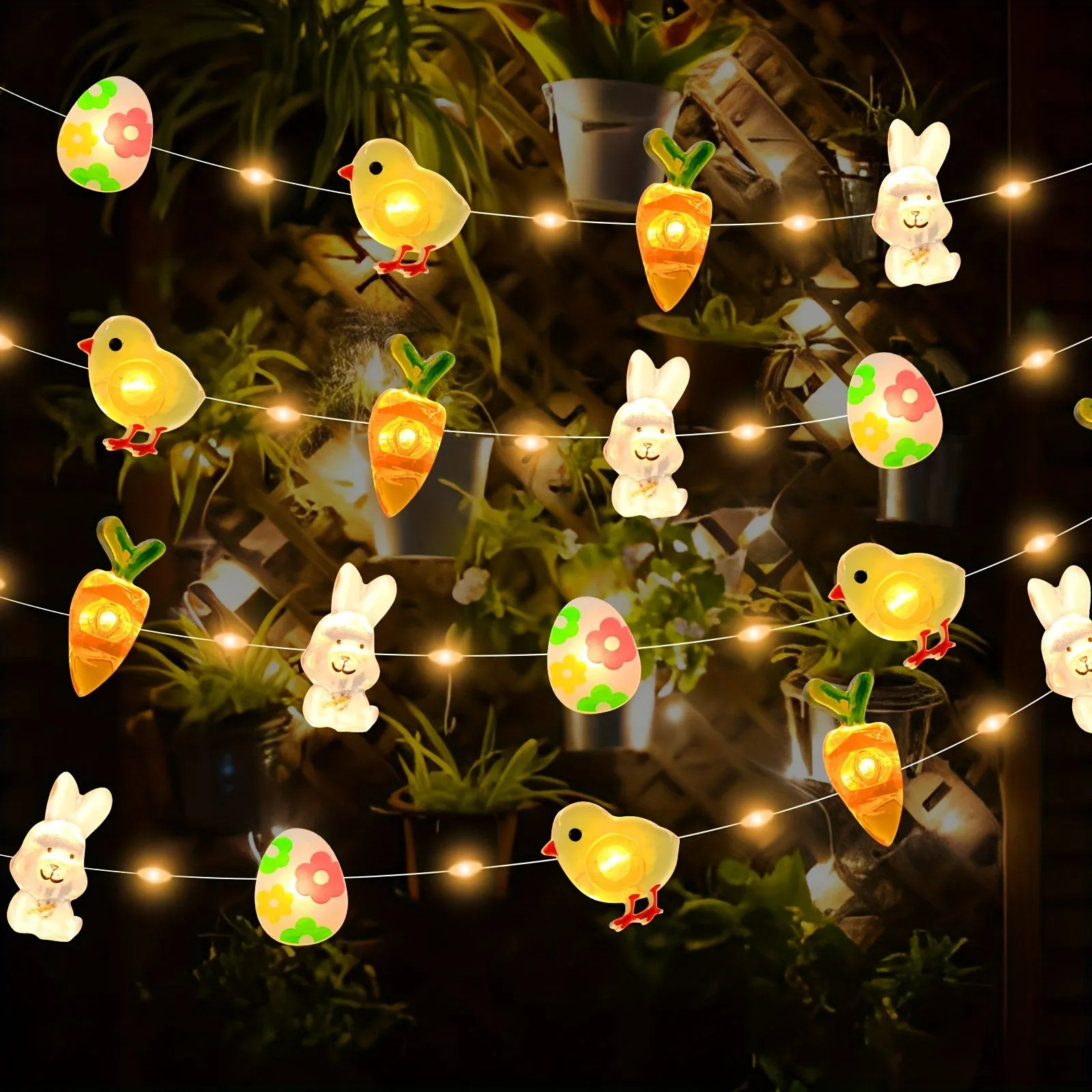 Easter Chicken Rabbit Fairy Lights for Home Decoration