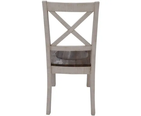 Erica X-Back Dining Chair Set of 6 Solid Acacia Timber Wood Hampton Brown White