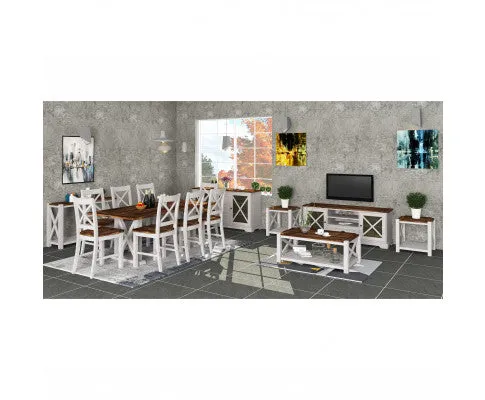 Erica X-Back Dining Chair Set of 6 Solid Acacia Timber Wood Hampton Brown White