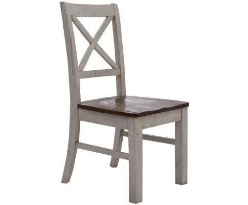 Erica X-Back Dining Chair Set of 8 Solid Acacia Timber Wood Hampton Brown White