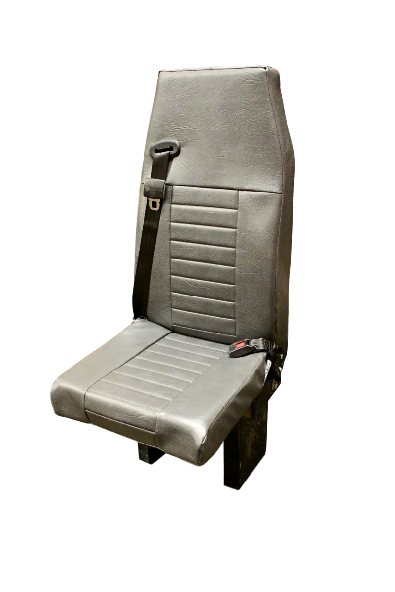 Floor Mounted Flip-Up Seat with 3 Point Seat Belt in Gray Vinyl