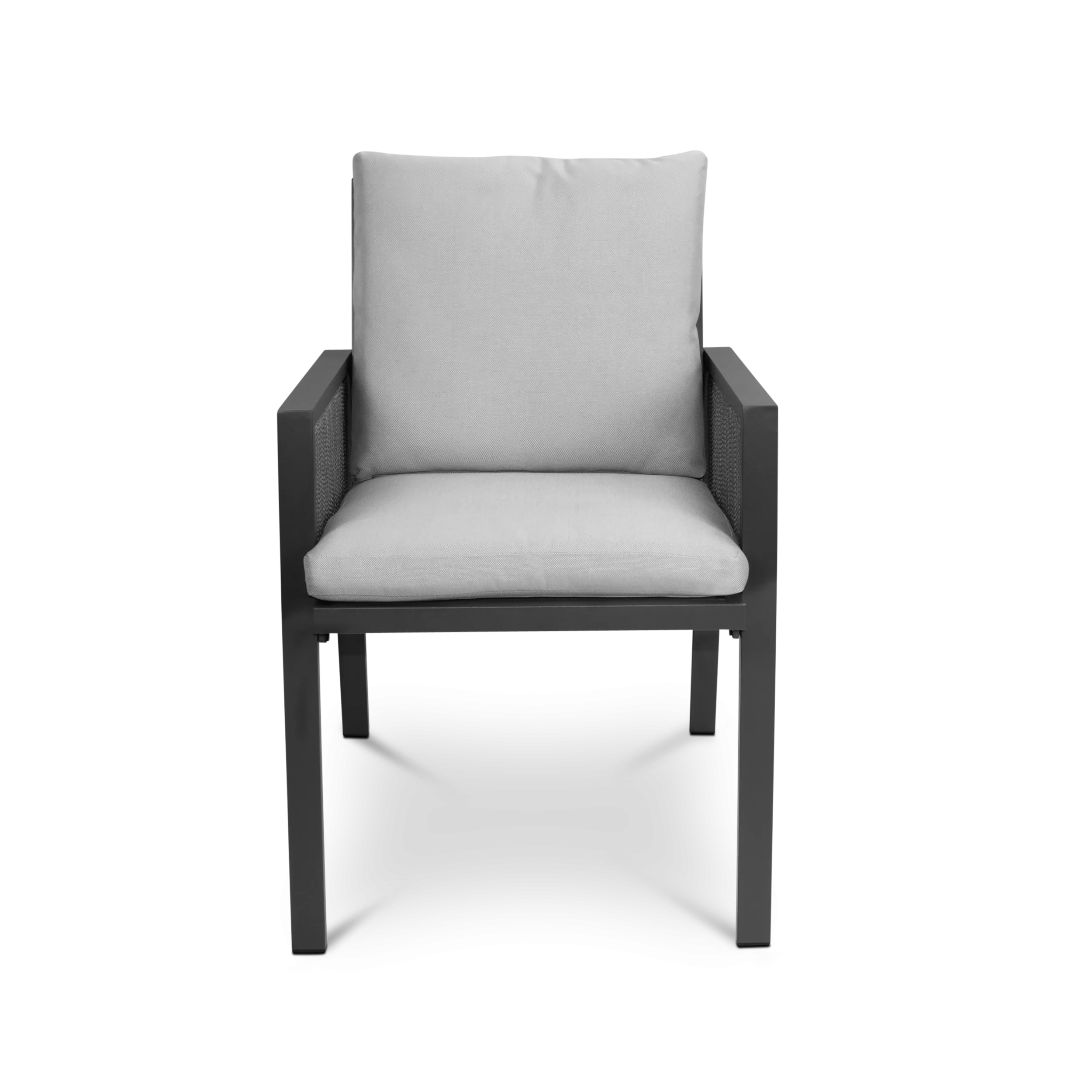 FLOOR STOCK - Mondello Dining Chair in Soft Grey Olefin and Graphite Aluminium Frame