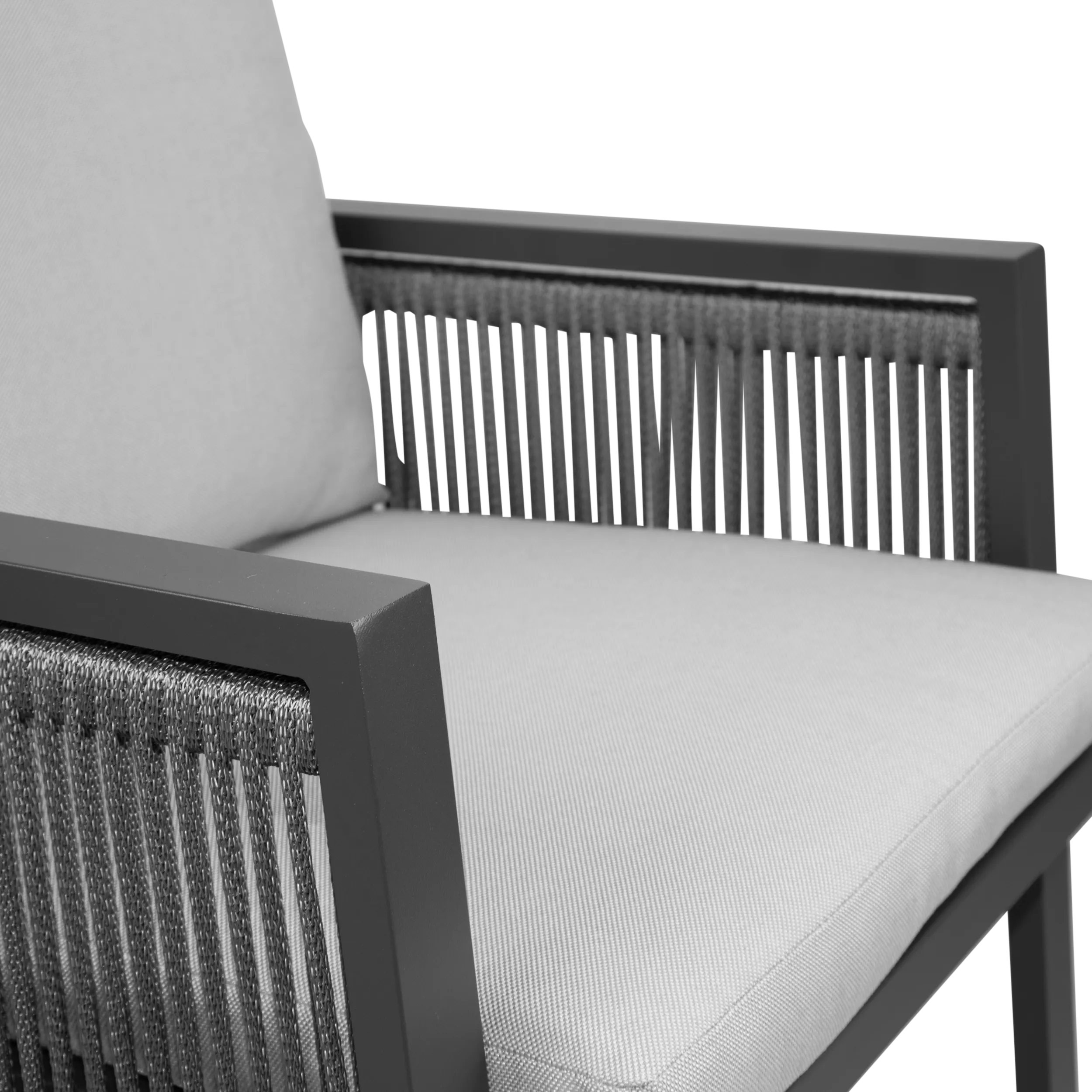 FLOOR STOCK - Mondello Dining Chair in Soft Grey Olefin and Graphite Aluminium Frame