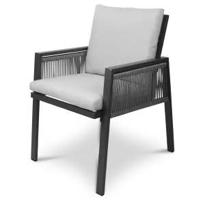 FLOOR STOCK - Mondello Dining Chair in Soft Grey Olefin and Graphite Aluminium Frame