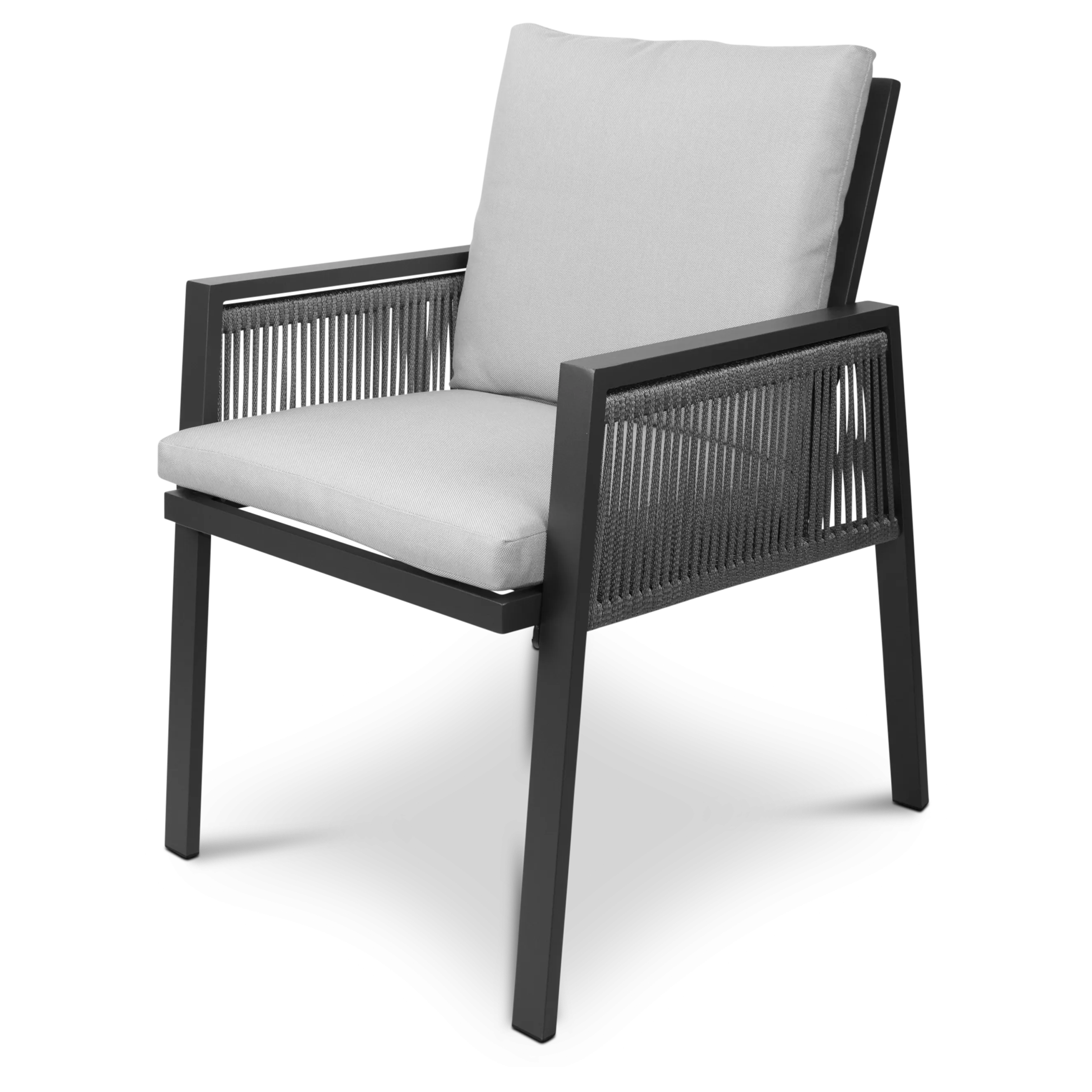 FLOOR STOCK - Mondello Dining Chair in Soft Grey Olefin and Graphite Aluminium Frame