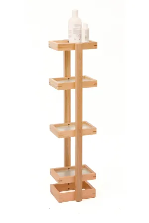 Freestanding Oak Bathroom Storage Tower | Wireworks Mezza