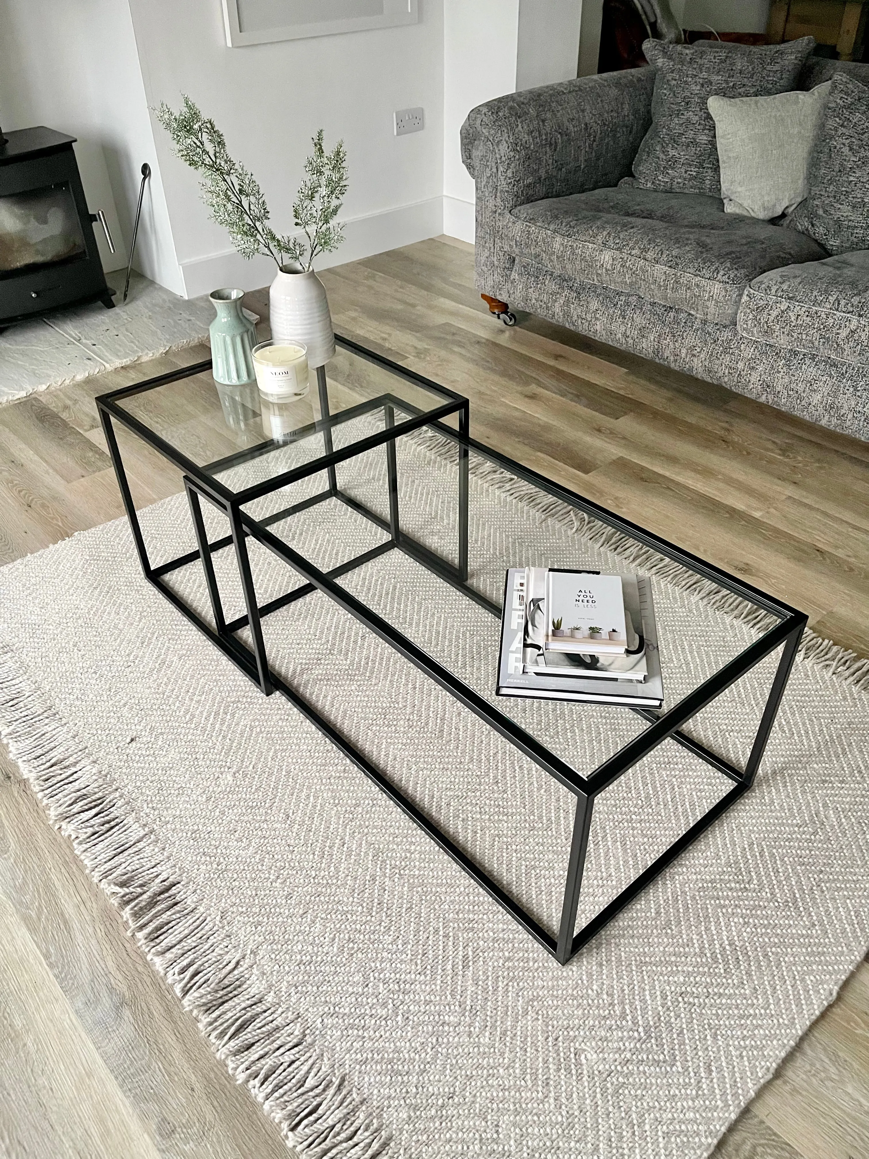 Glass Metal Nesting Coffee Tables