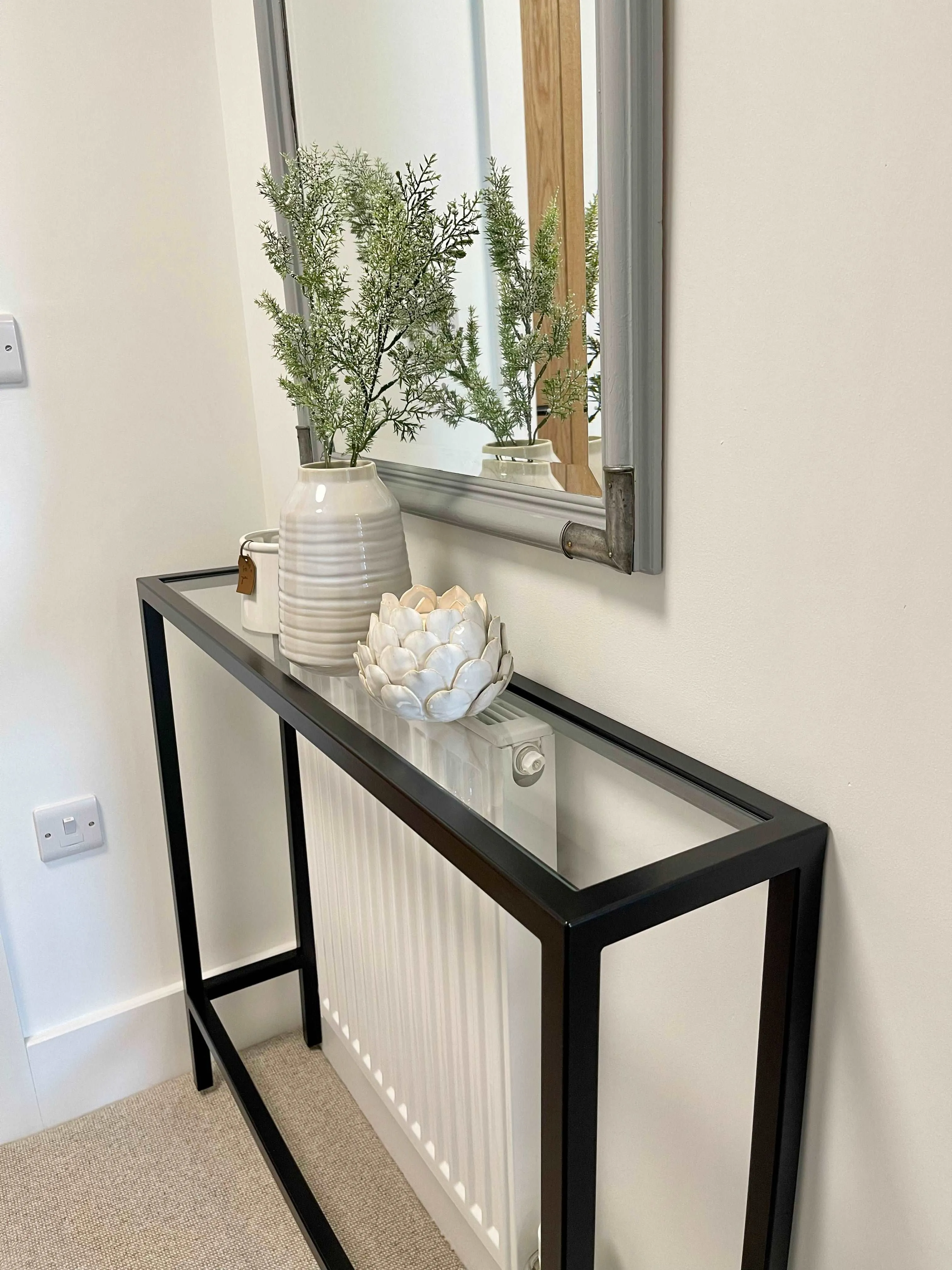 Glass Metal Radiator Console