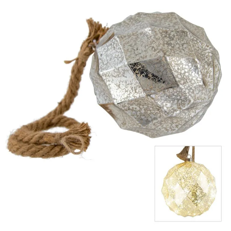 Glass Rope Ball with Lights Champagne 20cm