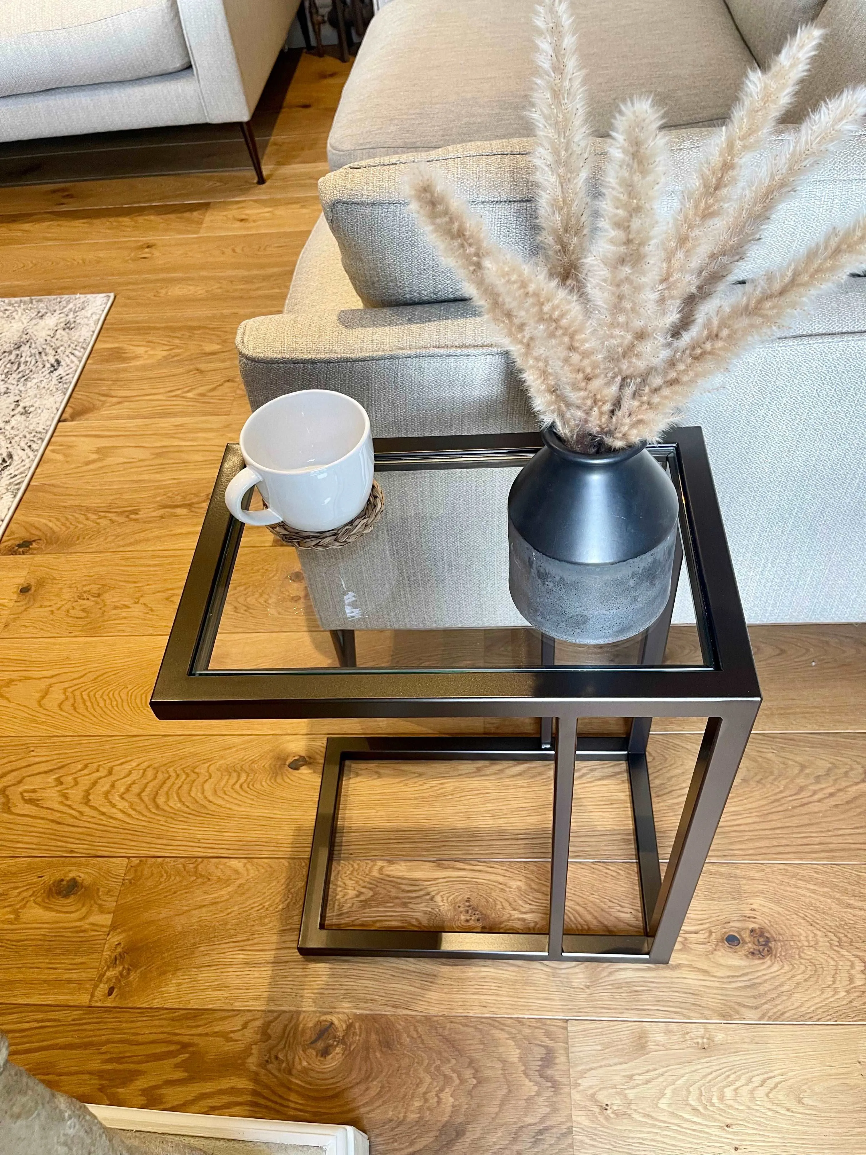 Glass Sofa Side Table - Dark Bronze