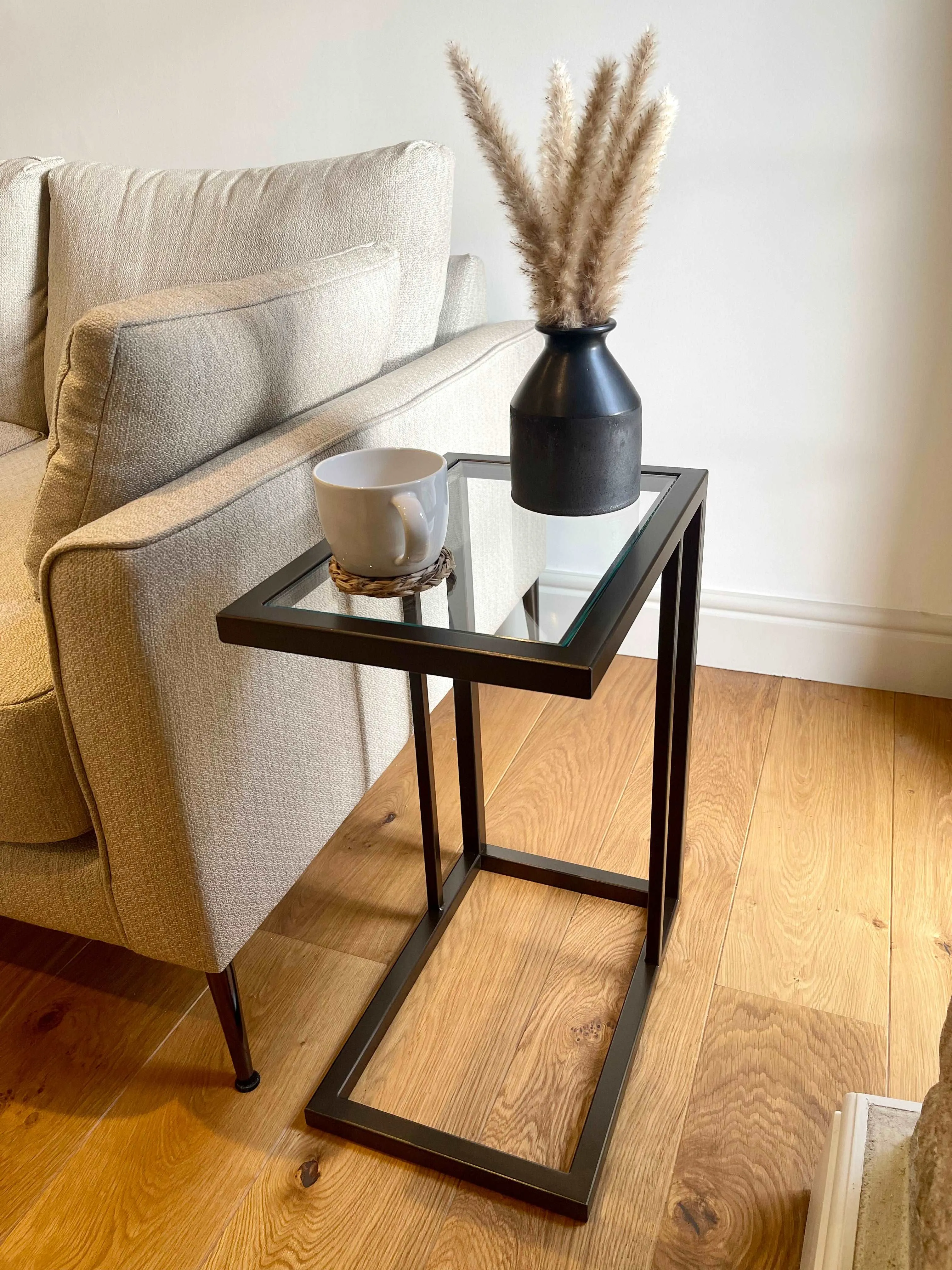 Glass Sofa Side Table - Dark Bronze