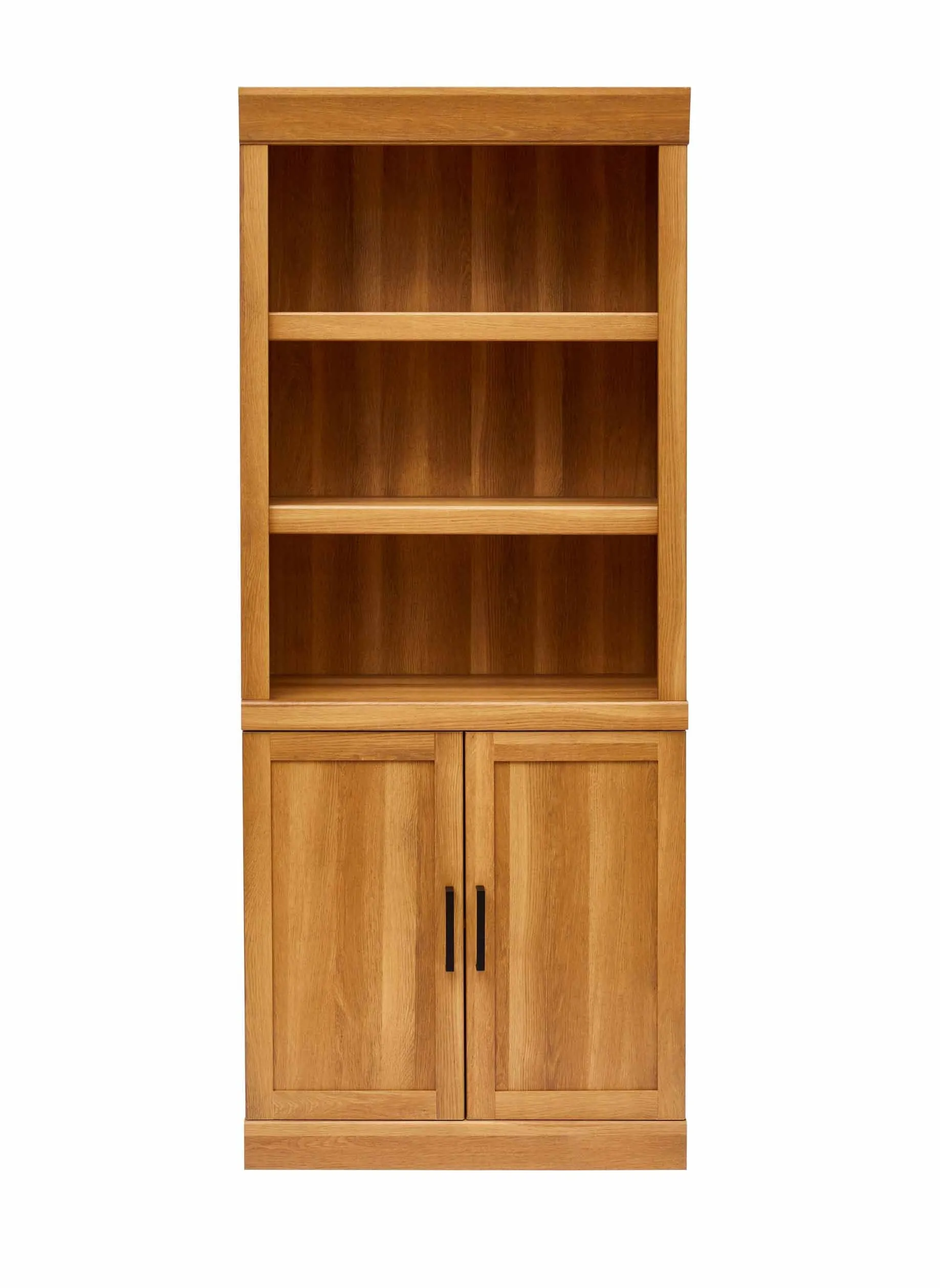 Glendale Bookcase with Doors, Light Honey Finish