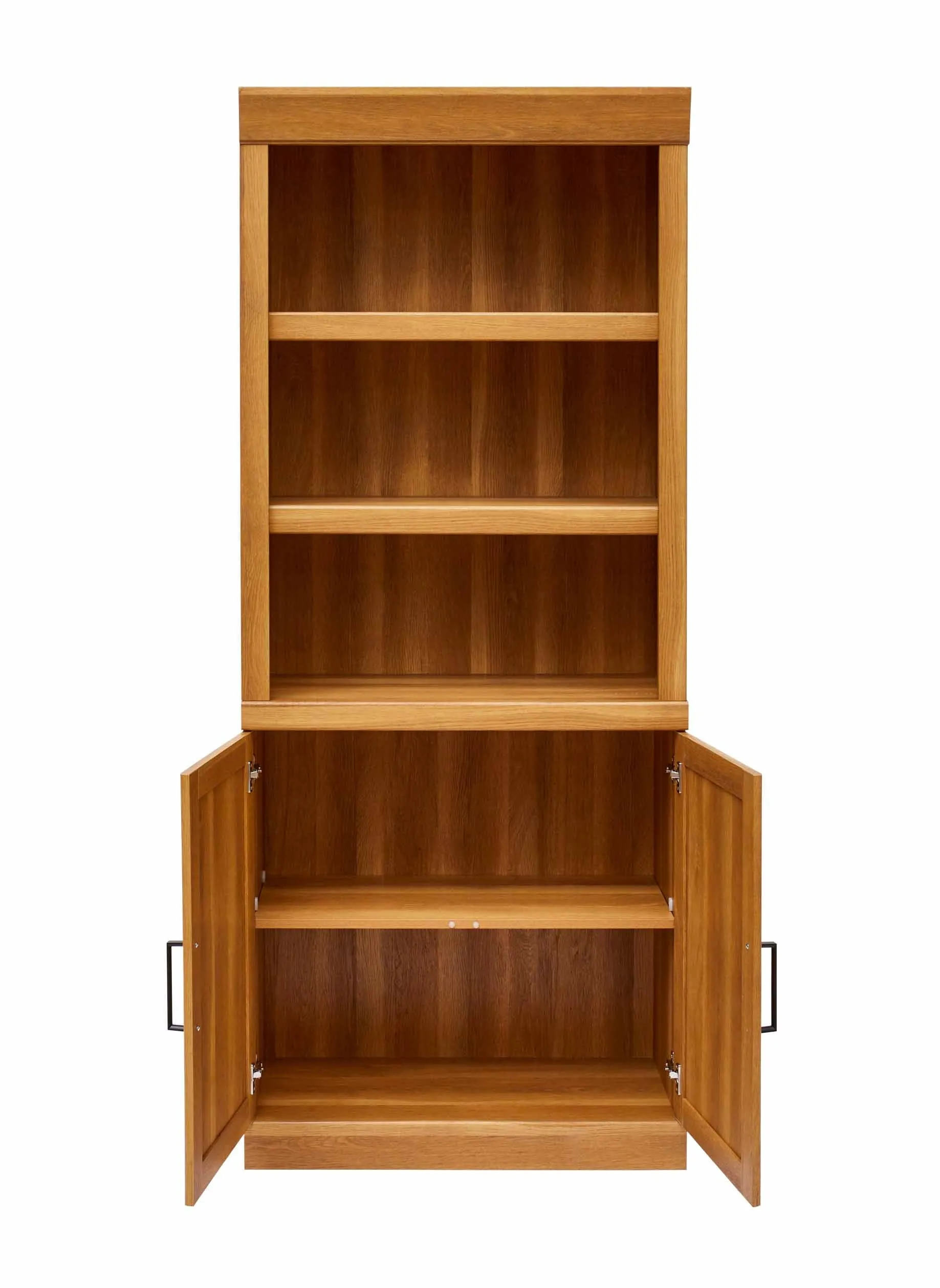 Glendale Bookcase with Doors, Light Honey Finish