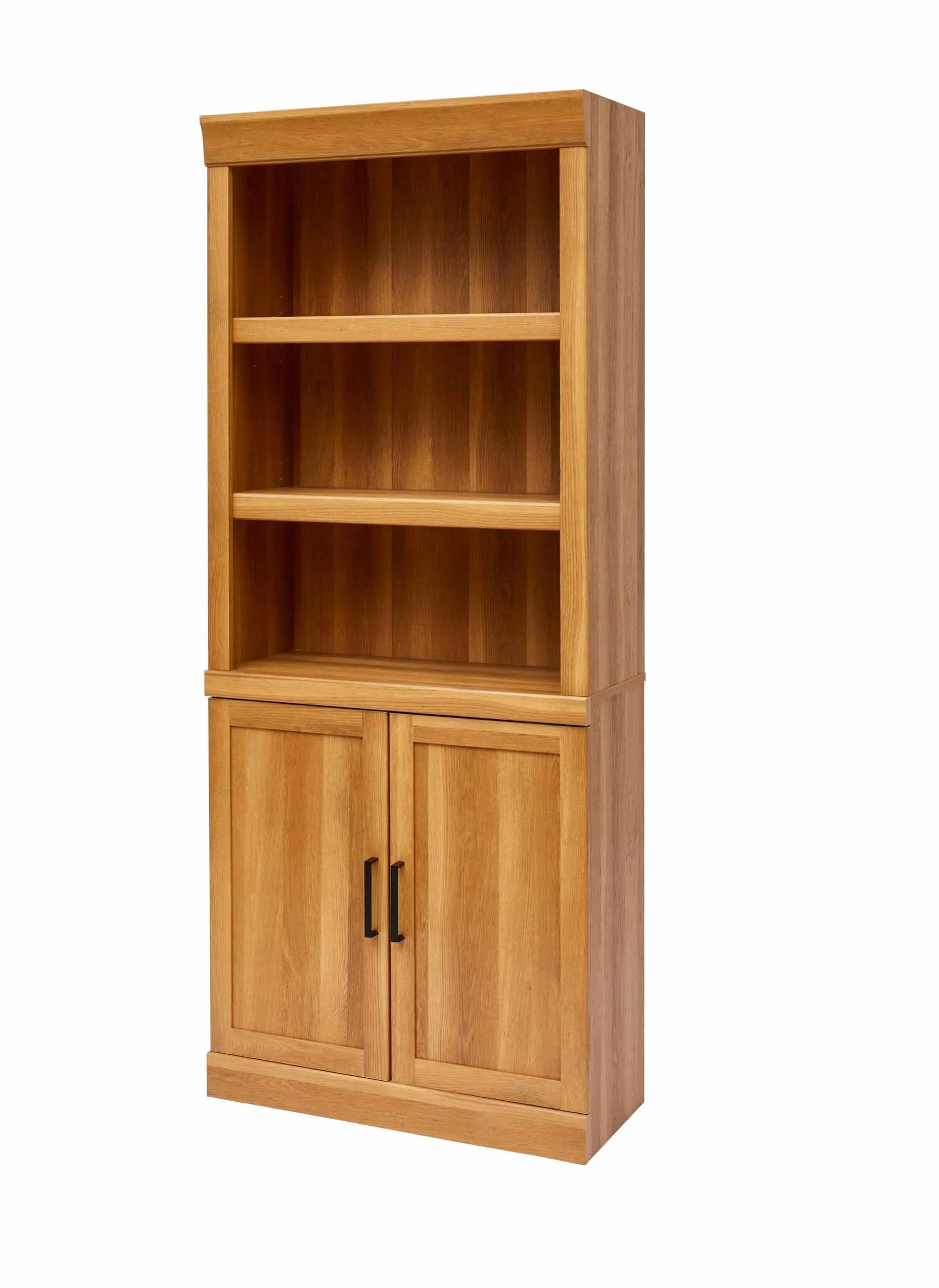 Glendale Bookcase with Doors, Light Honey Finish