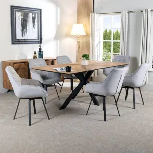 Herringbone Table & 6 Silver Montreal Chairs