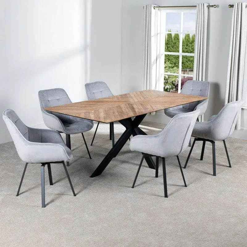 Herringbone Table & 6 Silver Montreal Chairs