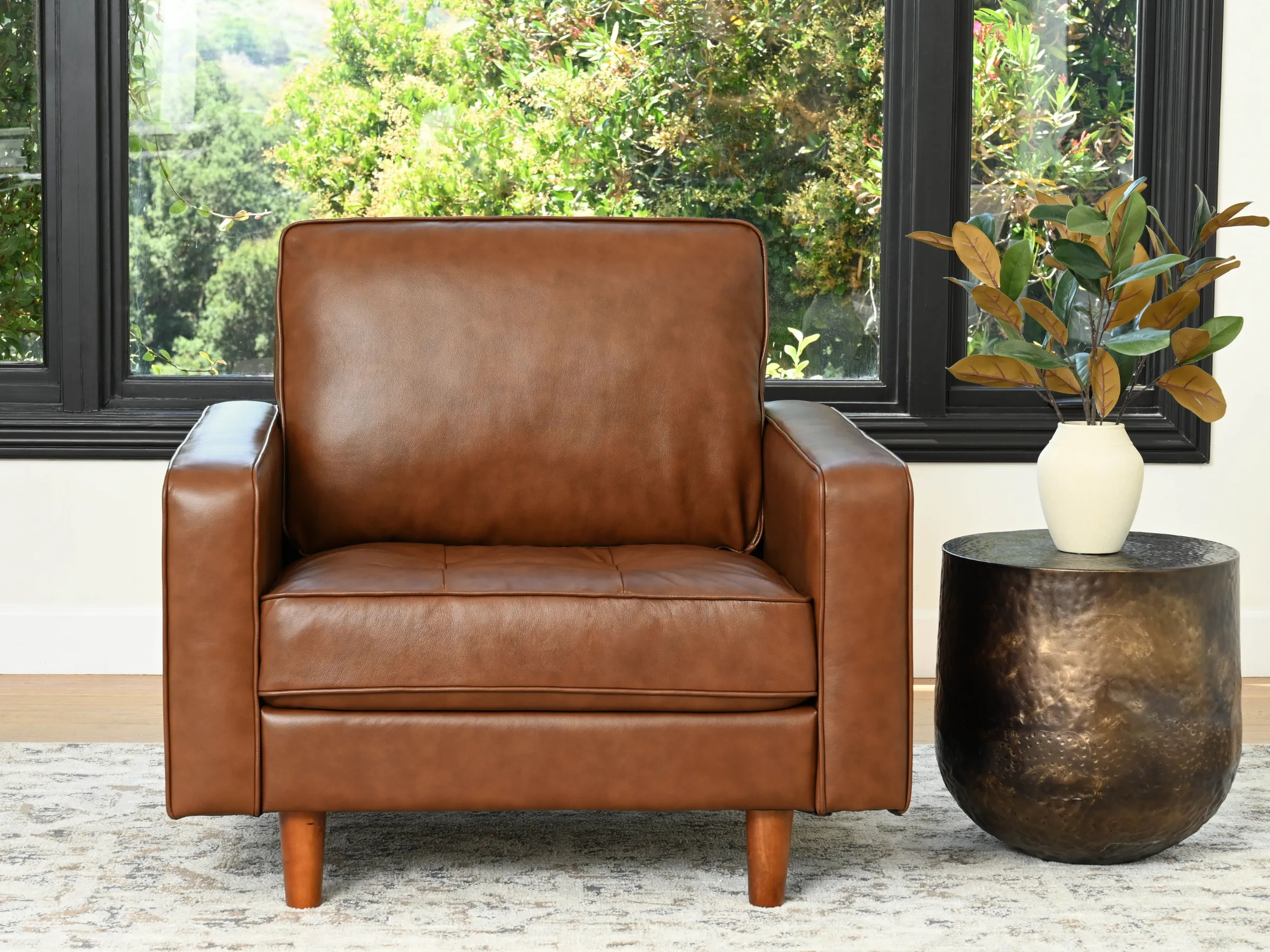 Holloway Mid-Century Leather Armchair