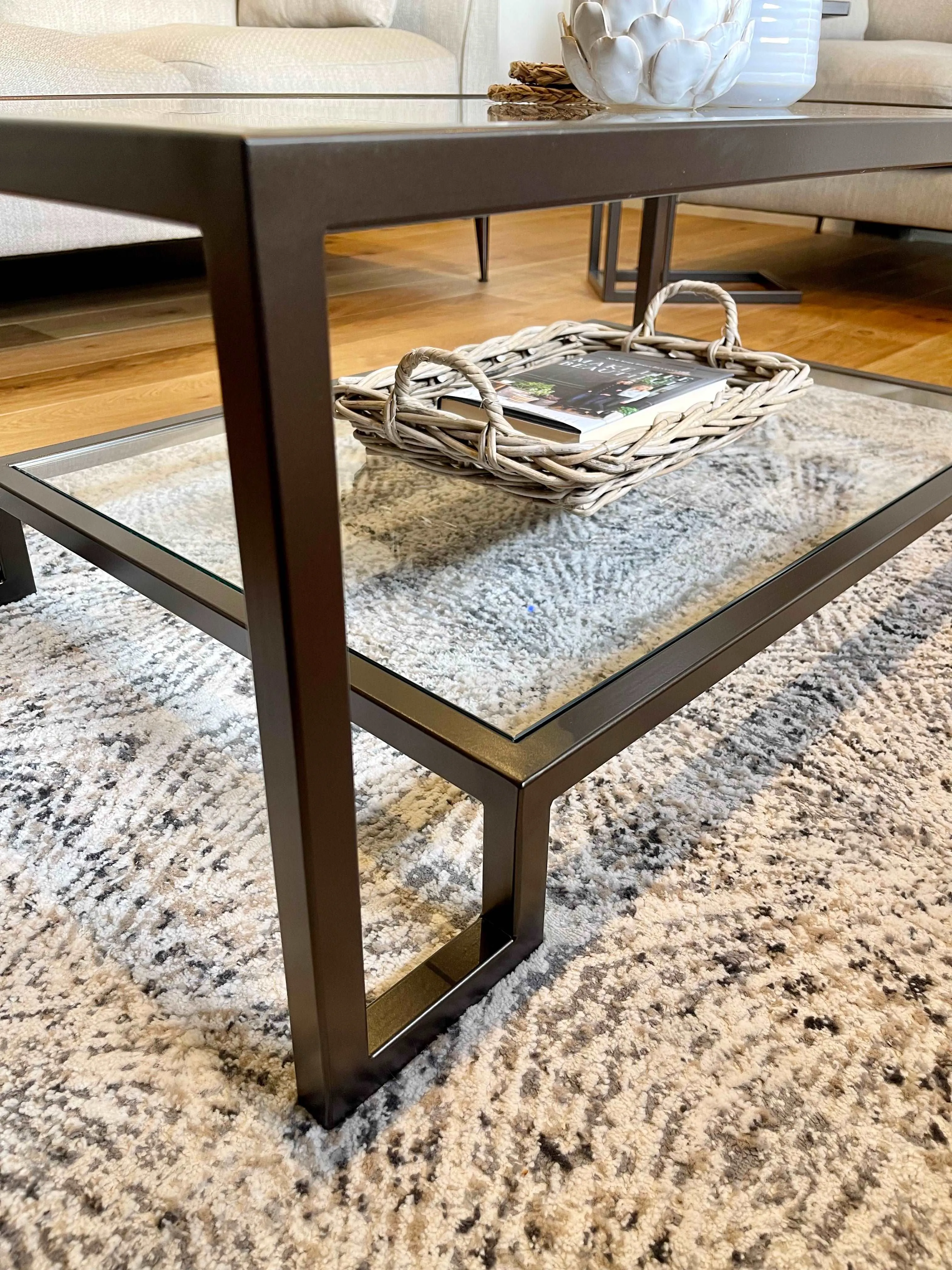 Hudson Glass Metal Coffee Table - Dark Bronze