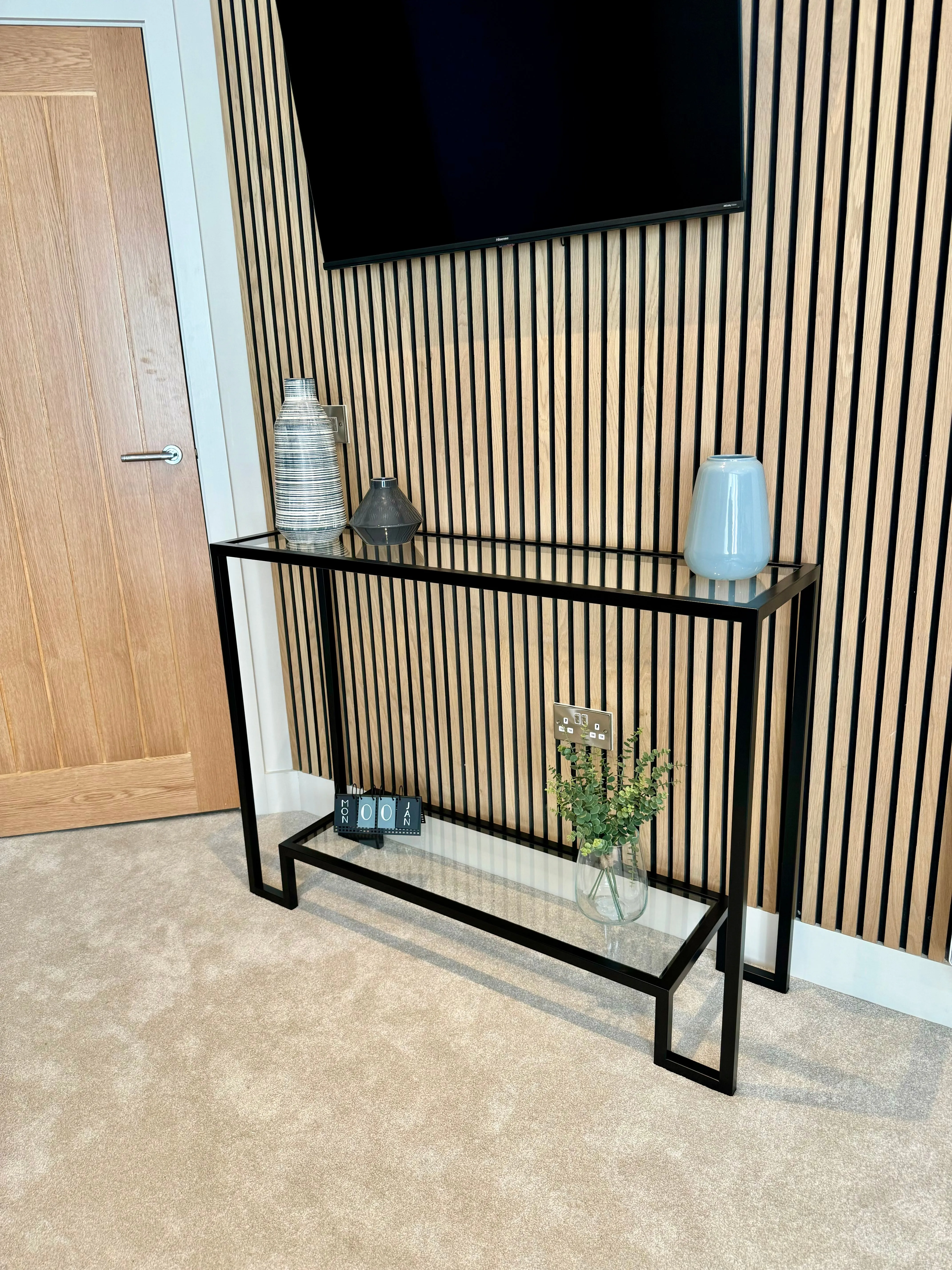 Hudson Glass Metal Console Table - Black