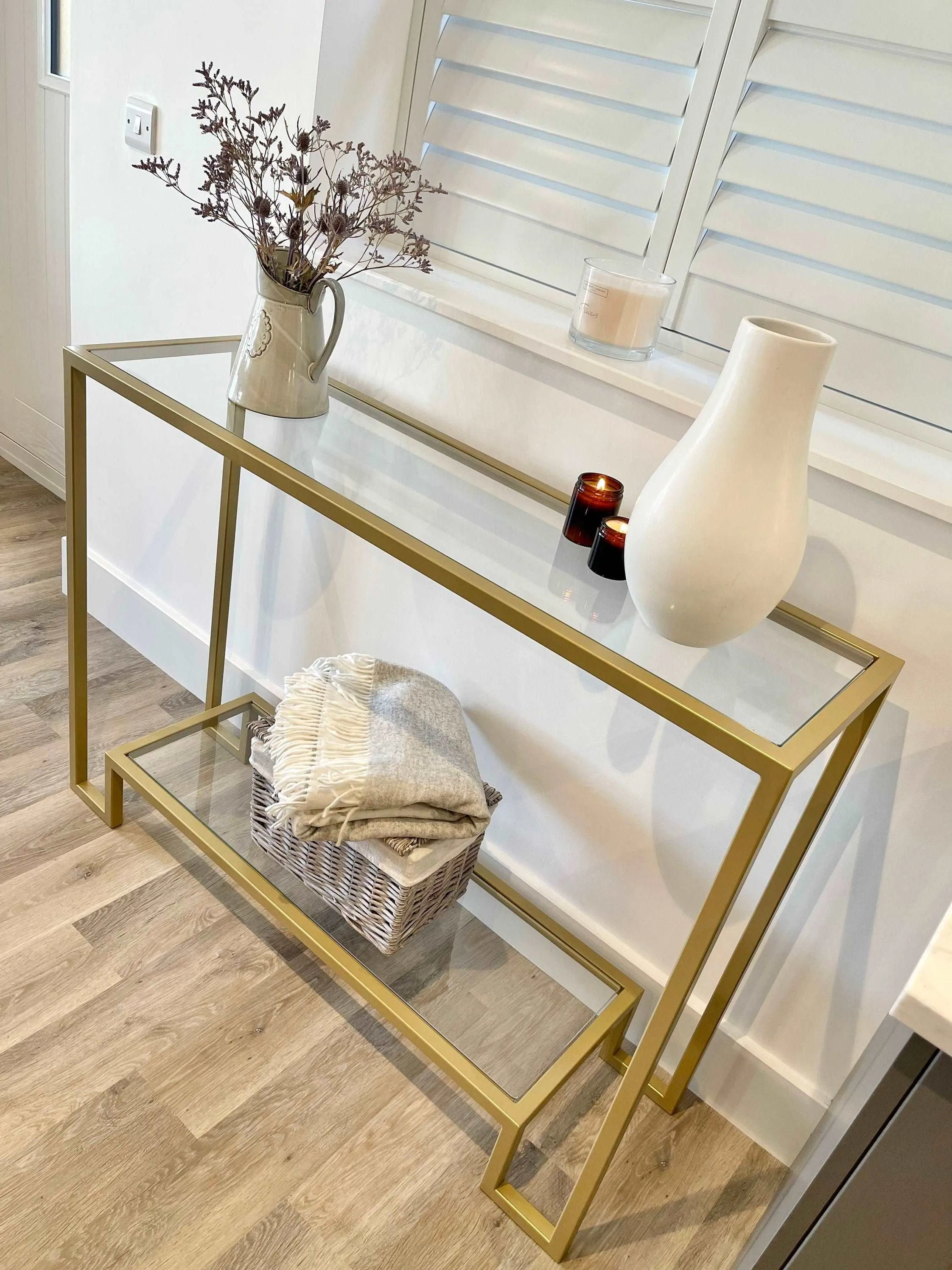 Hudson Glass Metal Console Table - Gold