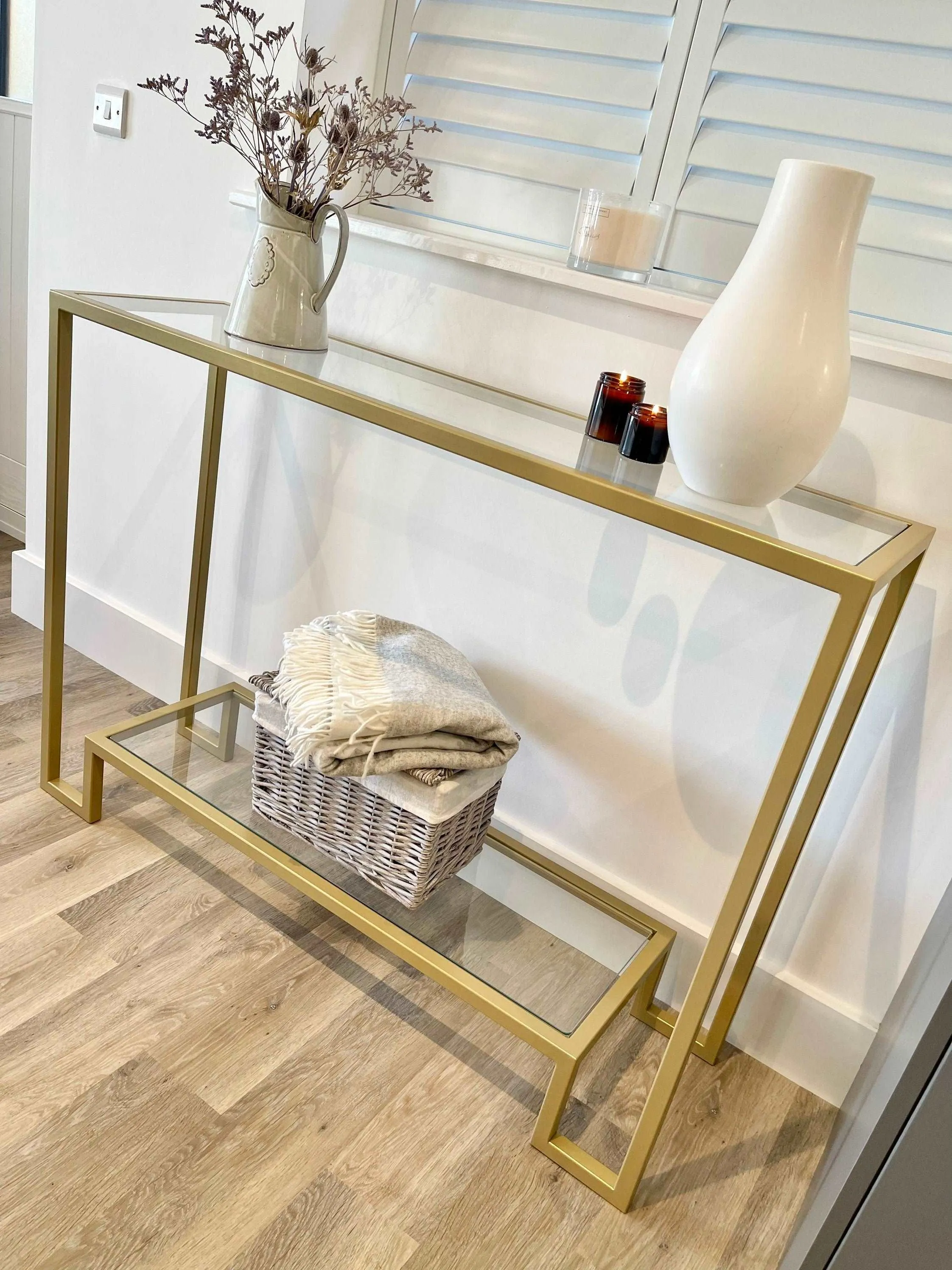 Hudson Glass Metal Console Table - Gold