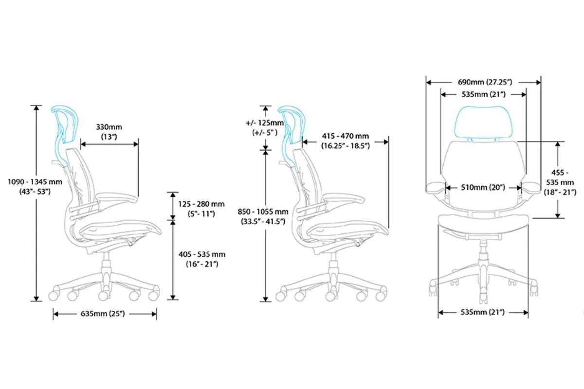 Humanscale Freedom Chair with Headrest, F211GCF10-Q