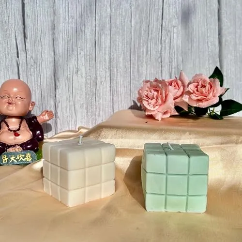 Khatte Meethe Desires Rubik's Bubble Mold Candle with Sweet Apples and Warm Cinnamon Blend Fragrance Perfect for Home Relaxation, Ideal for Diwali Celebrations Home Decorative Candle Set of two.