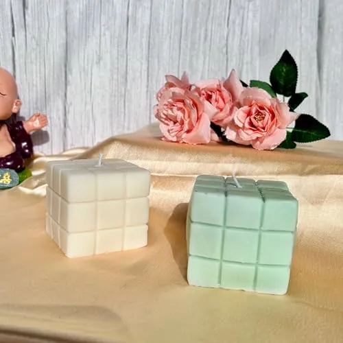 Khatte Meethe Desires Rubik's Bubble Mold Candle with Sweet Apples and Warm Cinnamon Blend Fragrance Perfect for Home Relaxation, Ideal for Diwali Celebrations Home Decorative Candle Set of two.