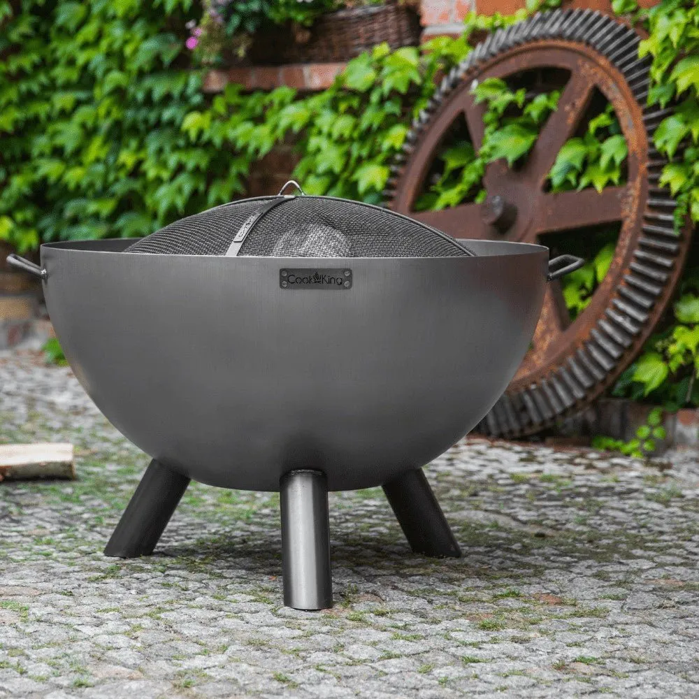 Kongo Deep Fire Bowl Pit 85cm - Cook King Garden and Outdoor Patio Entertaining Portable Metal Round Fire Bowl