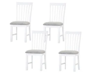 Laelia Dining Chair Set of 4 Solid Acacia Timber Wood Coastal Furniture - White