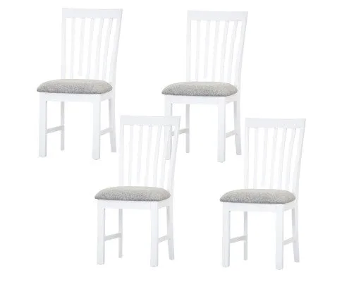 Laelia Dining Chair Set of 4 Solid Acacia Timber Wood Coastal Furniture - White