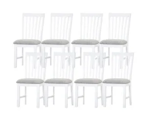 Laelia Dining Chair Set of 8 Solid Acacia Timber Wood Coastal Furniture - White