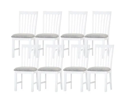 Laelia Dining Chair Set of 8 Solid Acacia Timber Wood Coastal Furniture - White