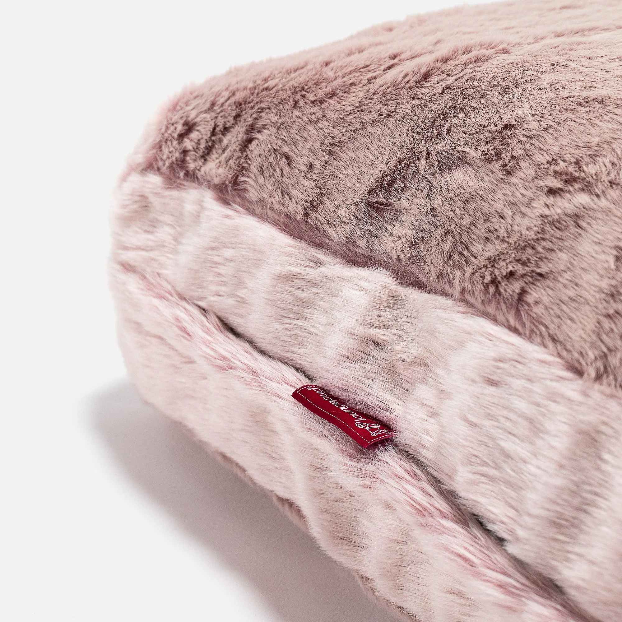 Large Floor Cushion - Fluffy Faux Fur Rabbit Dusty Pink