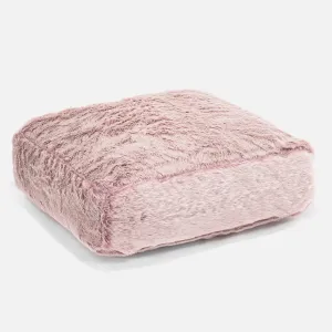 Large Floor Cushion - Fluffy Faux Fur Rabbit Dusty Pink