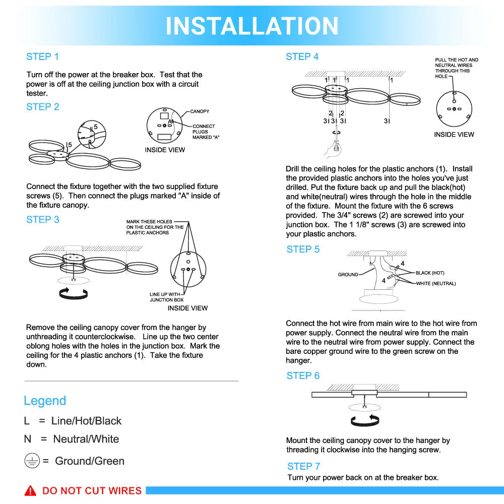 LED Flushmount Light, Dimmable, 3000K (Warm White) (C2052-4)