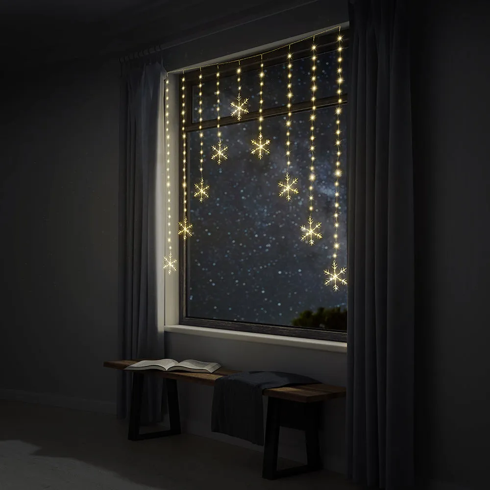 LED Snowflakes Curtain Lights avialable in 2 Colors - Cool White