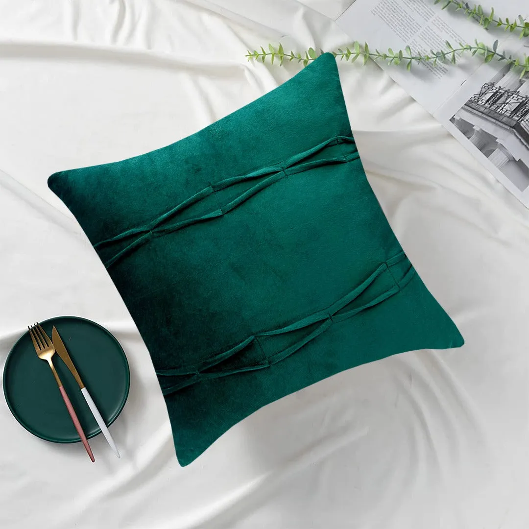 Luxury Velvet Embellished Cushion Cover In Green Color 16″ x 16″ 1040188