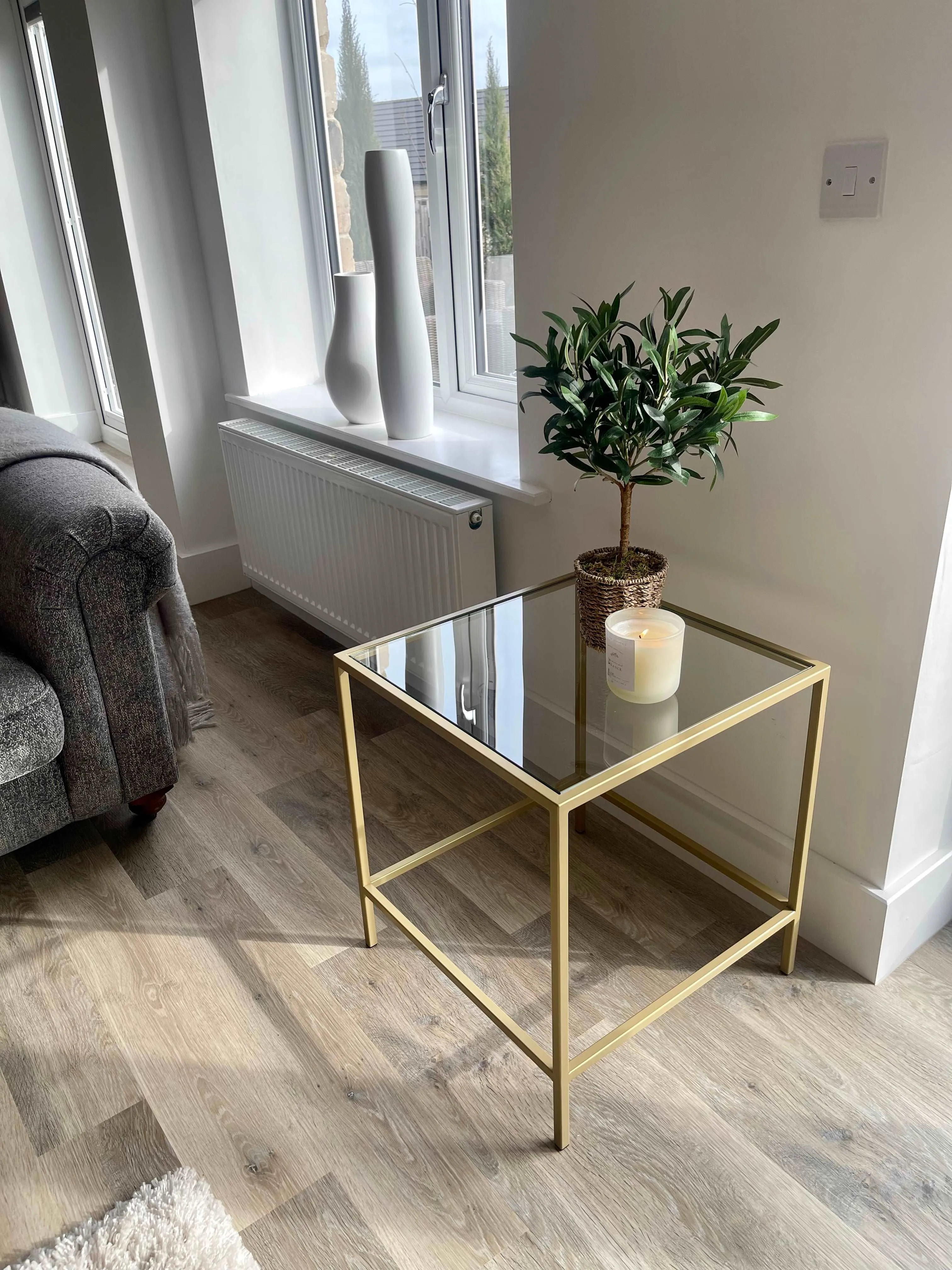 Madison Glass Side Table - Gold