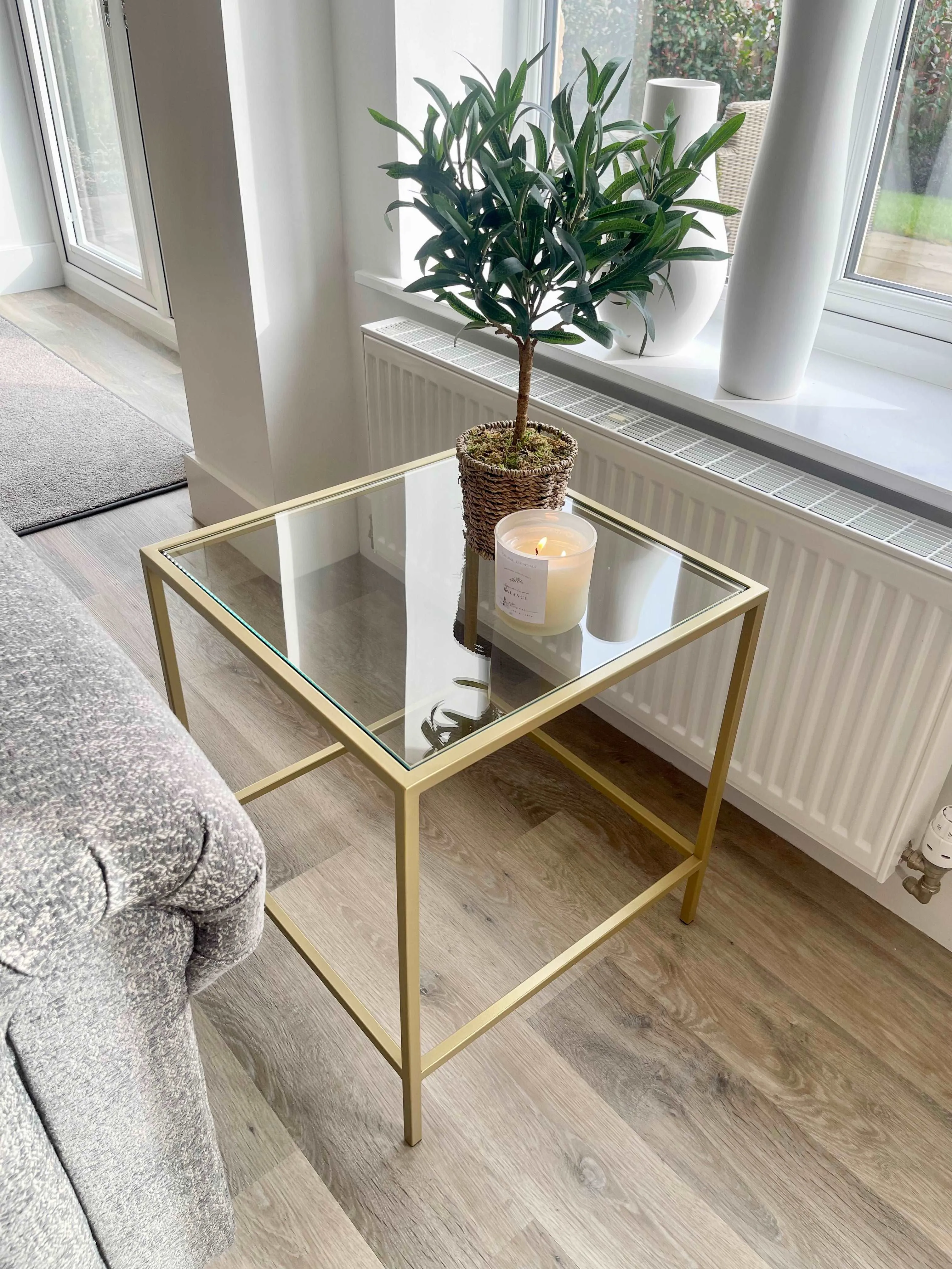 Madison Glass Side Table - Gold