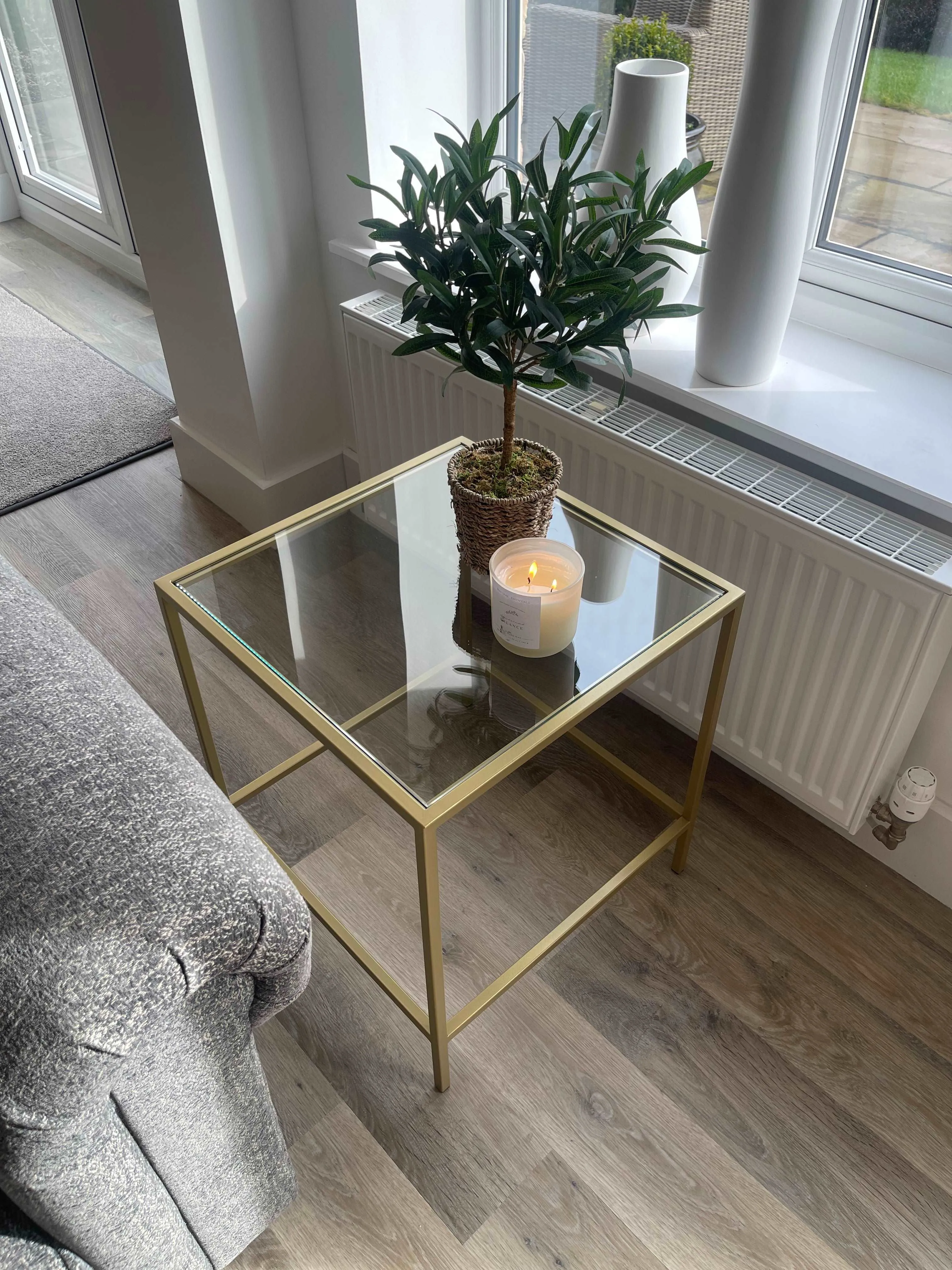 Madison Glass Side Table - Gold