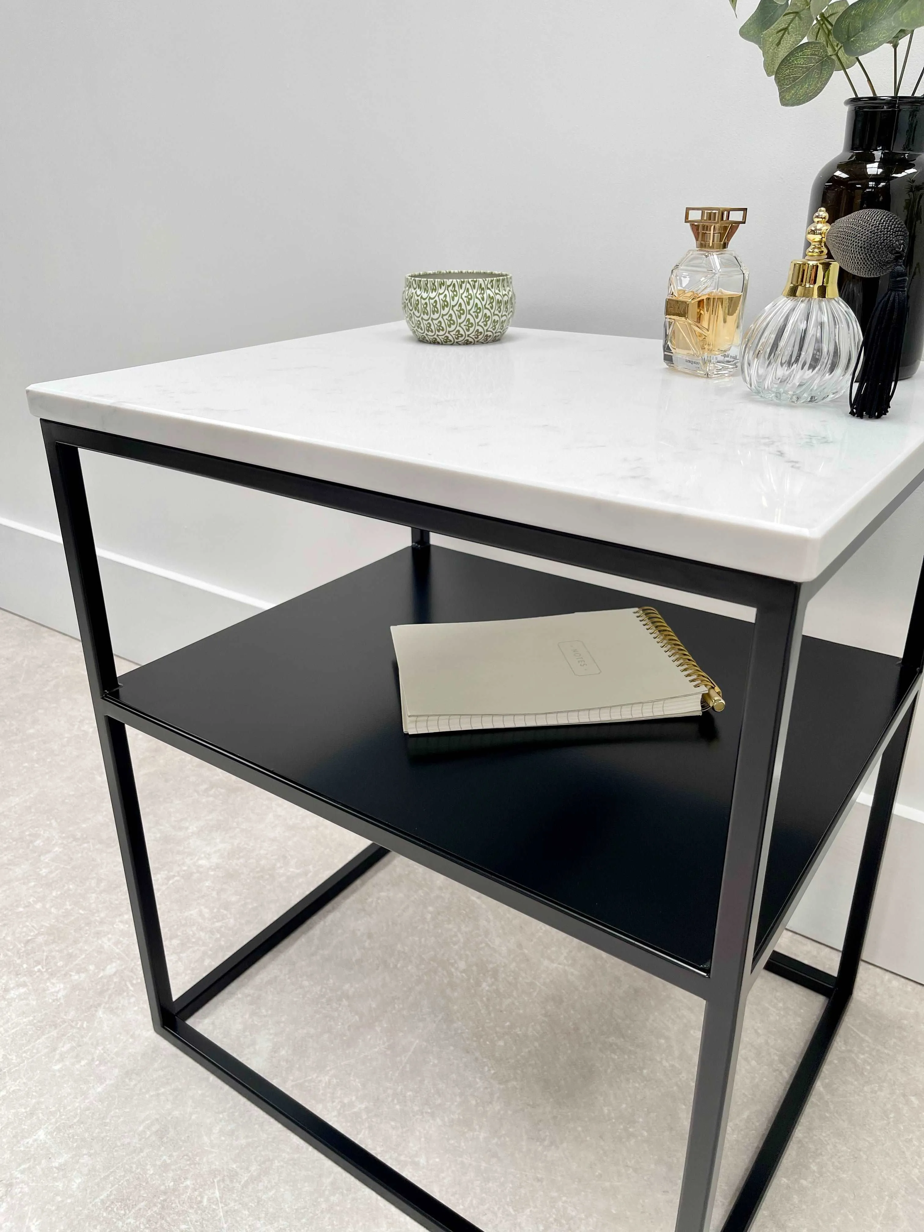 Marble Metal Bedside Table