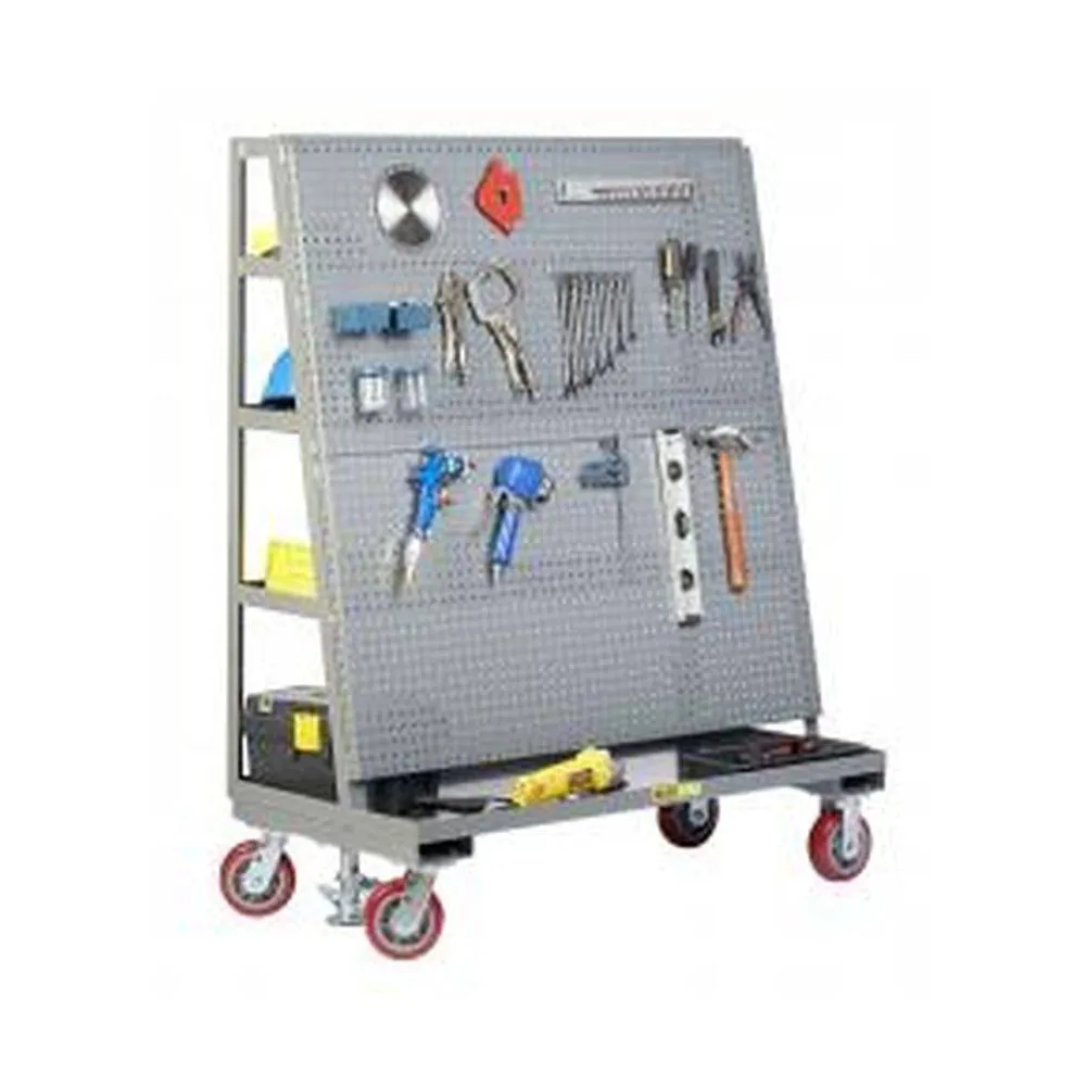 Mobile Pegboard w/ Back Shelf Storage