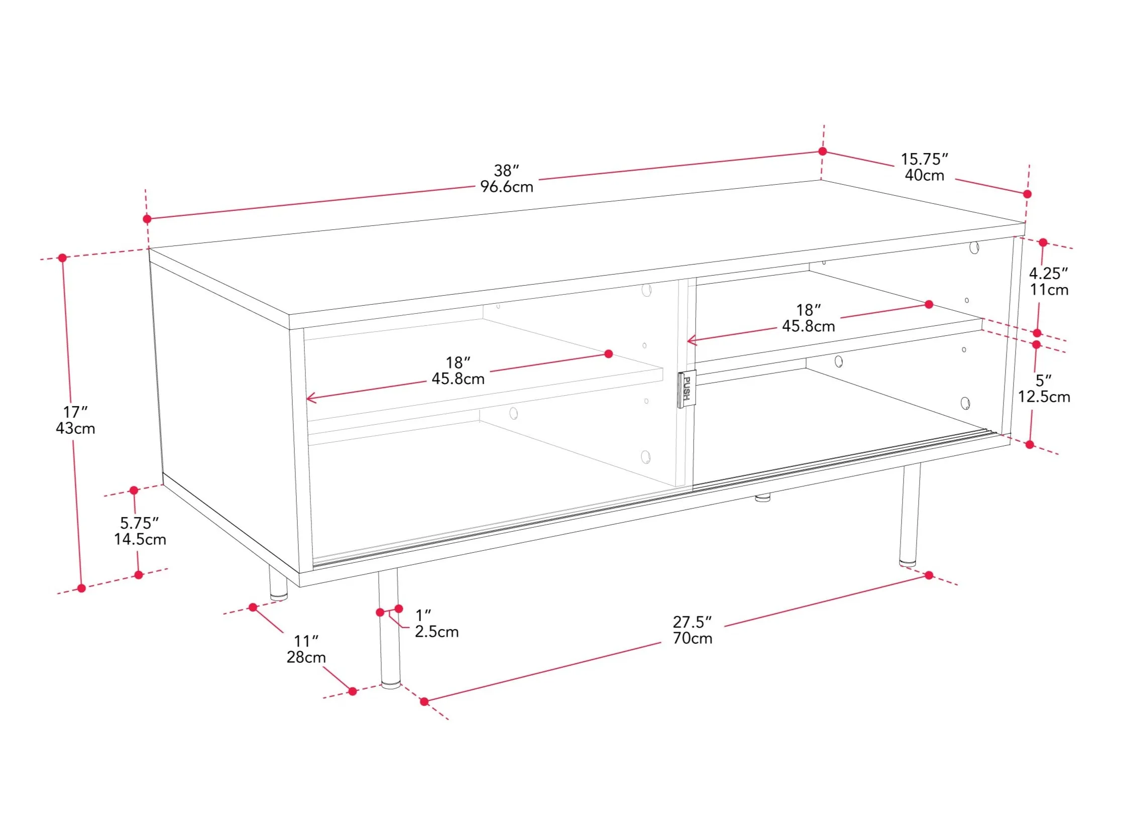 Modular TV Stand, TVs up to 55"