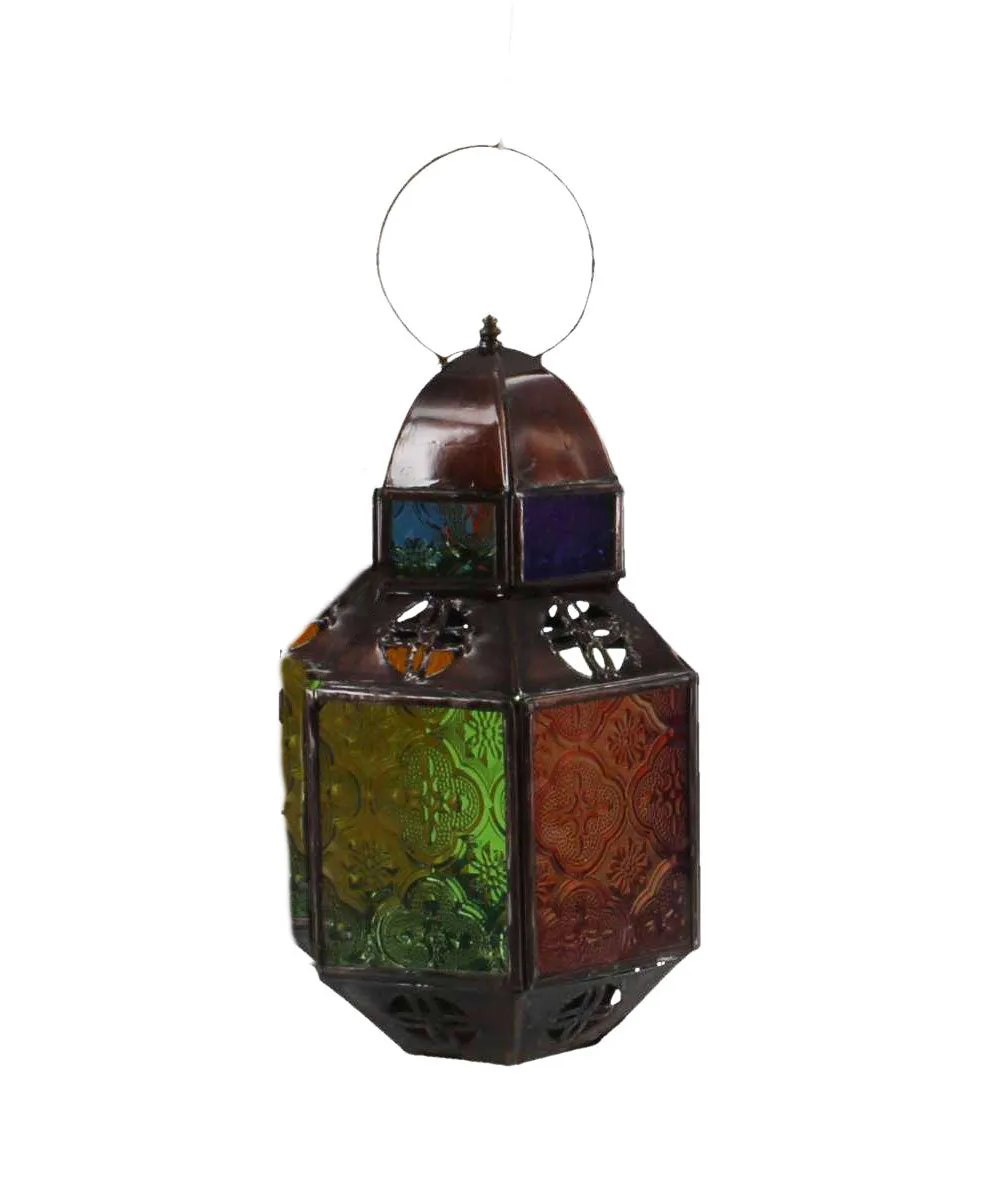 Moroccan Lamp Multi-Colour Glass