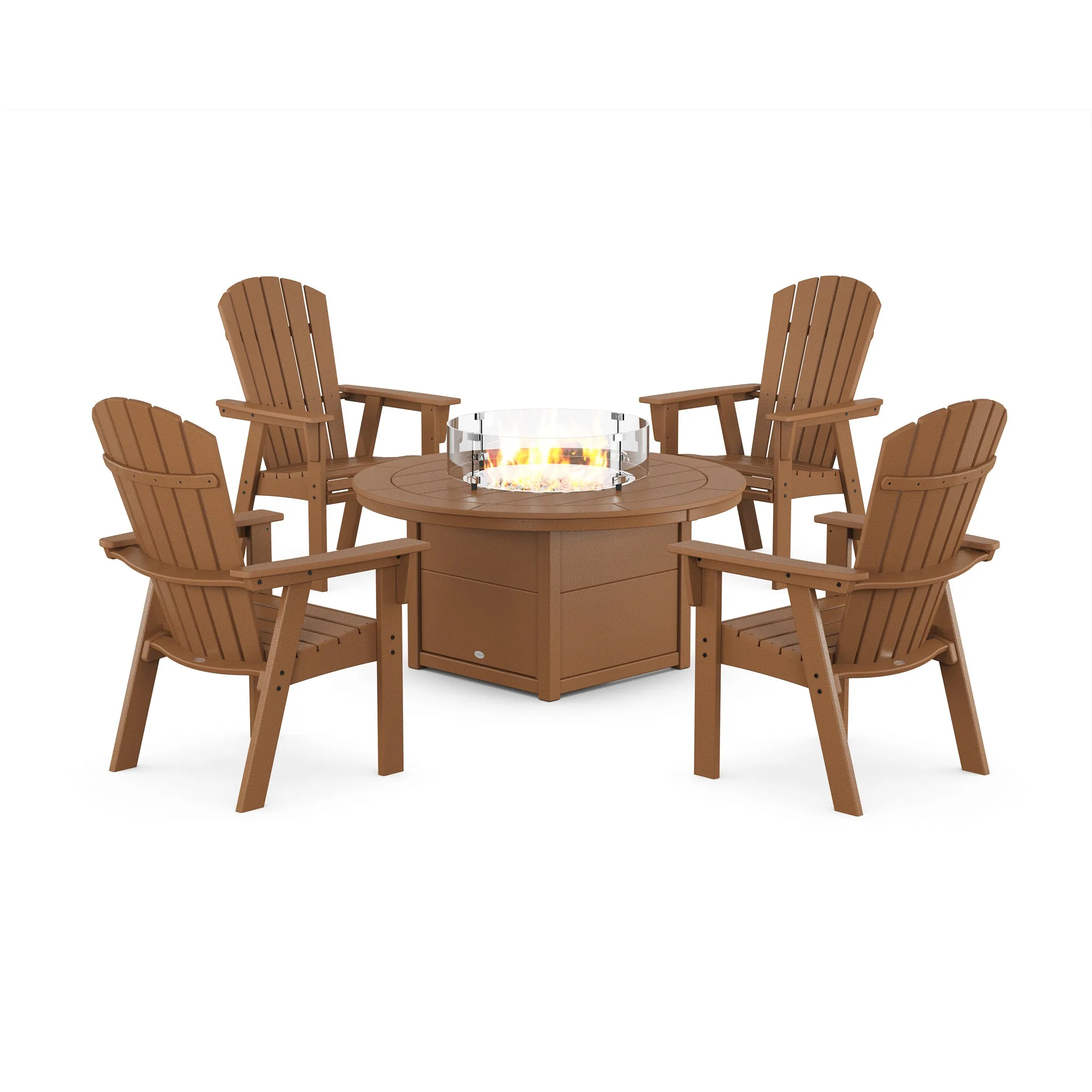 Nautical Curveback Upright Adirondack 5 Piece Conversation Fire Group