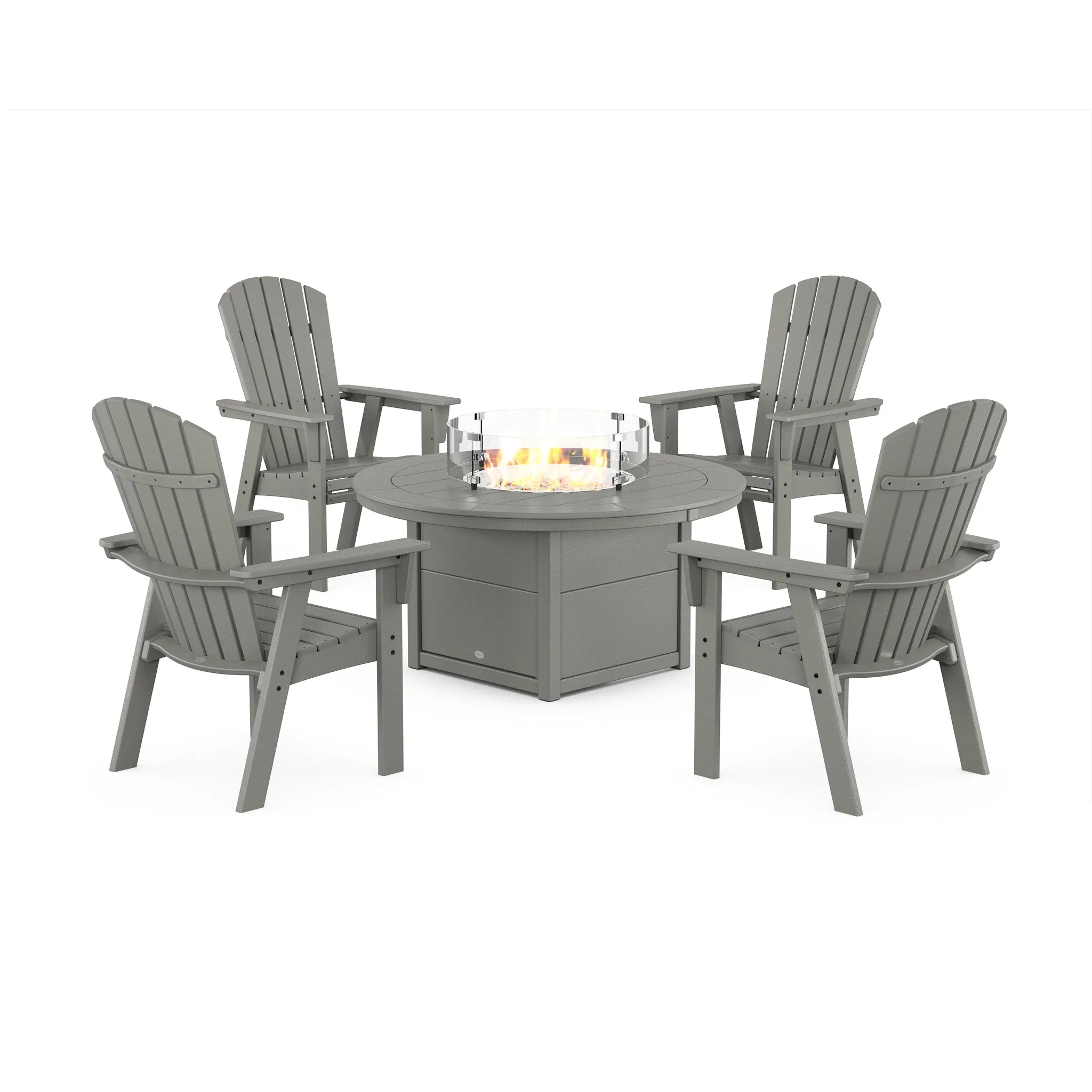 Nautical Curveback Upright Adirondack 5 Piece Conversation Fire Group