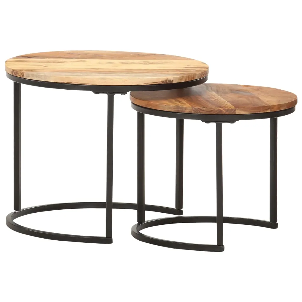 Nesting Tables 2 pcs Solid Acacia Wood